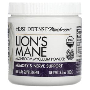 Fungi Perfecti Host Defense Lion's Mane Mushroom Mycelium Powder Memory & Nerve Support 3.5 oz (100 g) 633422306964