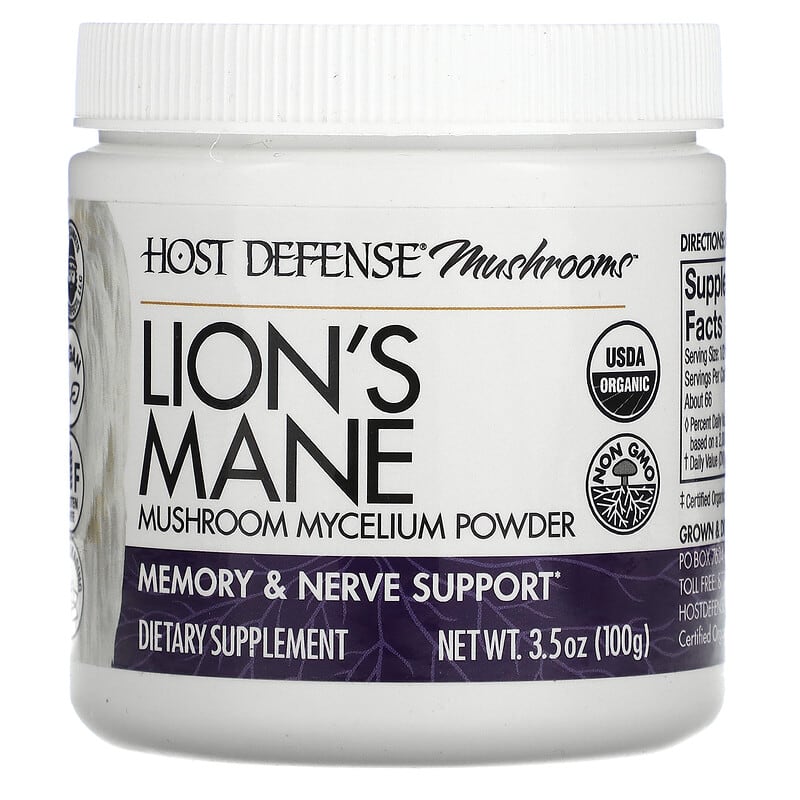 Fungi Perfecti Host Defense Lion's Mane Mushroom Mycelium Powder Memory & Nerve Support 3.5 oz (100 g) 1 Fungi Perfecti Host Defense Lion's Mane Mushroom Mycelium Powder Memory & Nerve Support 3.5 oz (100 g) 633422306964