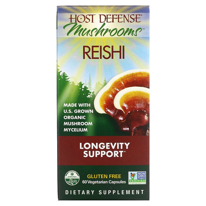 Fungi Perfecti Mushrooms Reishi Longevity Support 60 viên 1 Fungi Perfecti Host Defense Mushrooms Reishi Longevity Support 60 Vegetarian Capsules 633422030326