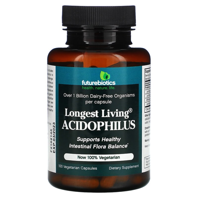 Futurebiotics Longest Living Acidophilus 100 Vegetarian Capsules 1 Futurebiotics Longest Living Acidophilus 100 Vegetarian Capsules 049479001156