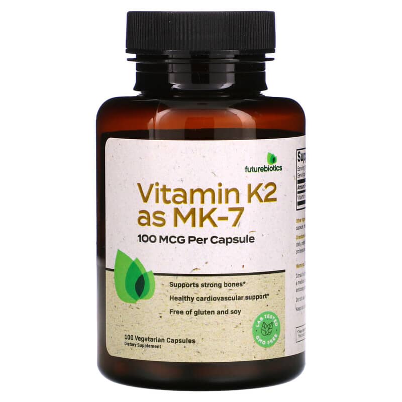 Futurebiotics Vitamin K2 as MK-7 100 mcg 100 Vegetarian Capsules 1 Futurebiotics Vitamin K2 as MK-7 100 mcg 100 Vegetarian Capsules 049479500901