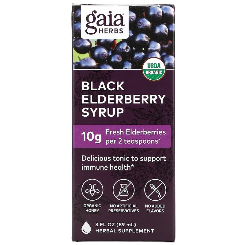 Gaia Herbs Black Elderberry Syrup 3 fl oz (89 ml) 1 Gaia Herbs Black Elderberry Syrup 3 fl oz (89 ml) 751063151900
