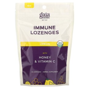 Gaia Herbs Immune Lozenges Lemon 24 Lozenges 751063152211