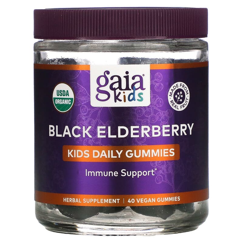 Gaia Herbs Kids Black Elderberry Immune Support 40 Vegan Gummies 1 Gaia Herbs Kids Black Elderberry Immune Support 40 Vegan Gummies 751063151481