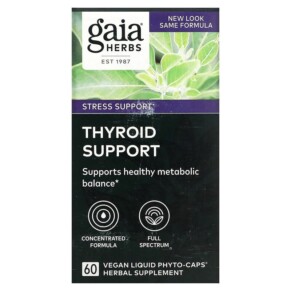 Gaia Herbs Thyroid Support 60 Vegan Liquid Phyto-Caps 751063399906