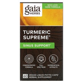 Gaia Herbs Turmeric Supreme Sinus Support 60 Vegan Liquid Phyto-Caps 751063146340