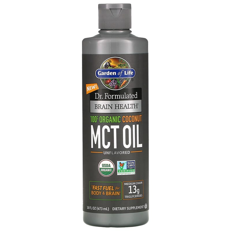 Garden of Life Dr. Formulated Brain Health 100% Organic Coconut MCT Oil Unflavored 16 fl oz (473 ml) 1 Garden of Life Dr. Formulated Brain Health 100% Organic Coconut MCT Oil Unflavored 16 fl oz (473 ml) 658010122221