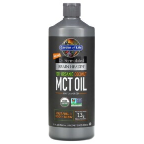 Garden of Life Dr. Formulated Brain Health 100% Organic Coconut MCT Oil Unflavored 32 fl oz (946 ml) 658010122238