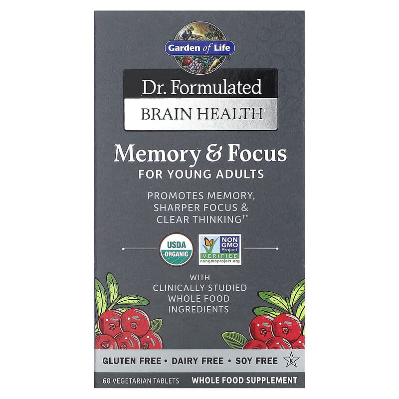Garden of Life Dr. Formulated Brain Health Memory & Focus for Young Adults 60 Vegetarian Tablets 1 Garden of Life Dr. Formulated Brain Health Memory & Focus for Young Adults 60 Vegetarian Tablets 658010121279