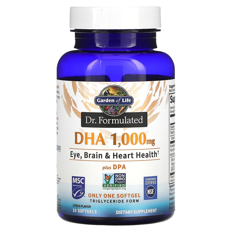 Garden of Life Dr. Formulated DHA Lemon 1,000 mg 30 Softgels 1 Garden of Life Dr. Formulated DHA plus DPA Citrus 1.000 mg 30 Softgels 658010125321
