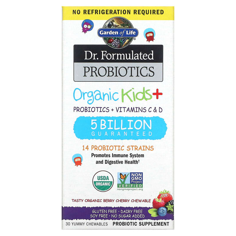 Garden of Life Dr. Formulated Probiotics Organic Kids + Tasty Organic Berry Cherry 30 Yummy Chewables 1 Garden of Life Dr. Formulated Probiotics Organic Kids + Tasty Organic Berry Cherry 30 Yummy Chewables 658010121194