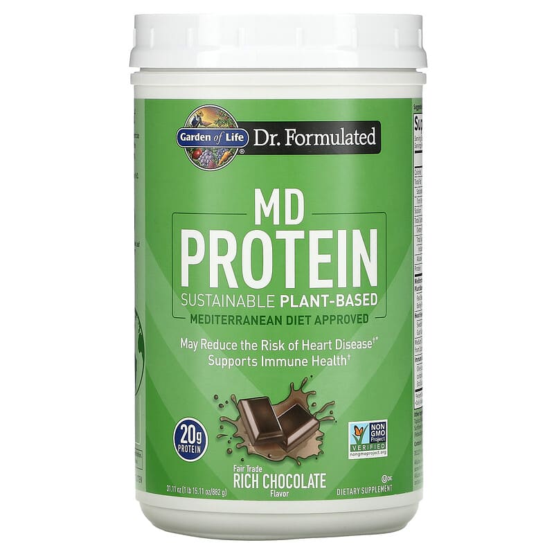Garden of Life MD Protein Sustainable Plant-Based Rich Chocolate 31.11 oz (882 g) 1 Garden of Life MD Protein Sustainable Plant-Based Rich Chocolate 31.11 oz (882 g) 658010129510