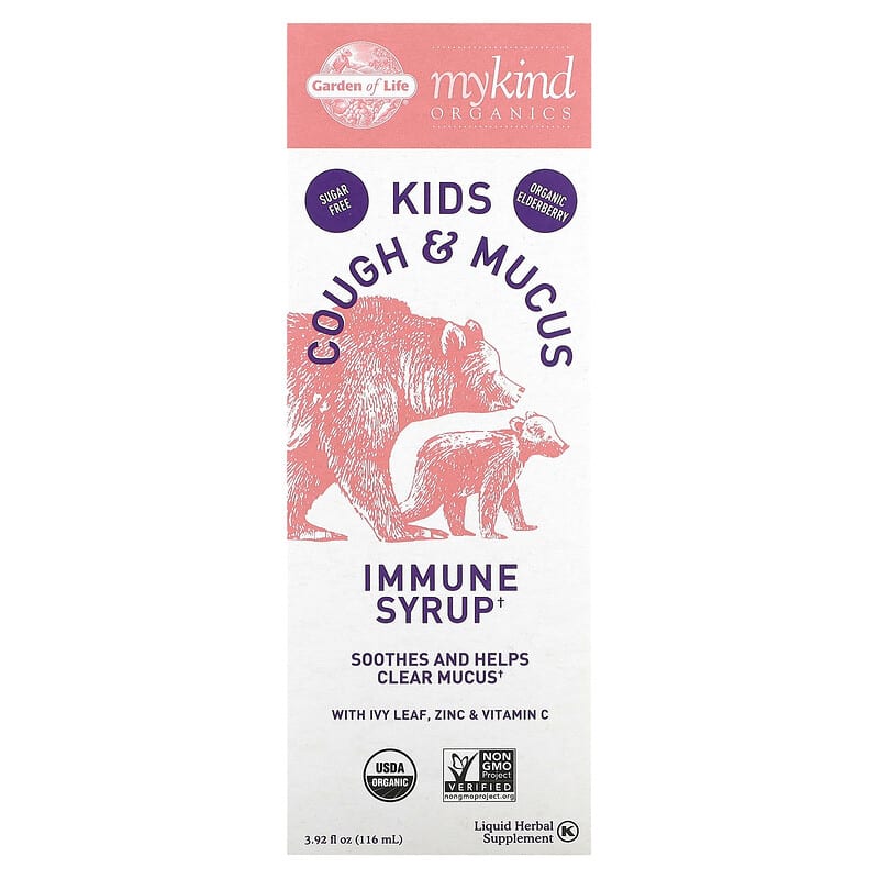 Garden of Life Mykind Organics Kids Cough & Mucus Immune Syrup with Ivy Leaf Zinc & Vitamin C 3.92 fl oz (116 ml) 1 Garden of Life Mykind Organics Kids Cough & Mucus Immune Syrup with Ivy Leaf Zinc & Vitamin C 3.92 fl oz (116 ml) 658010128162