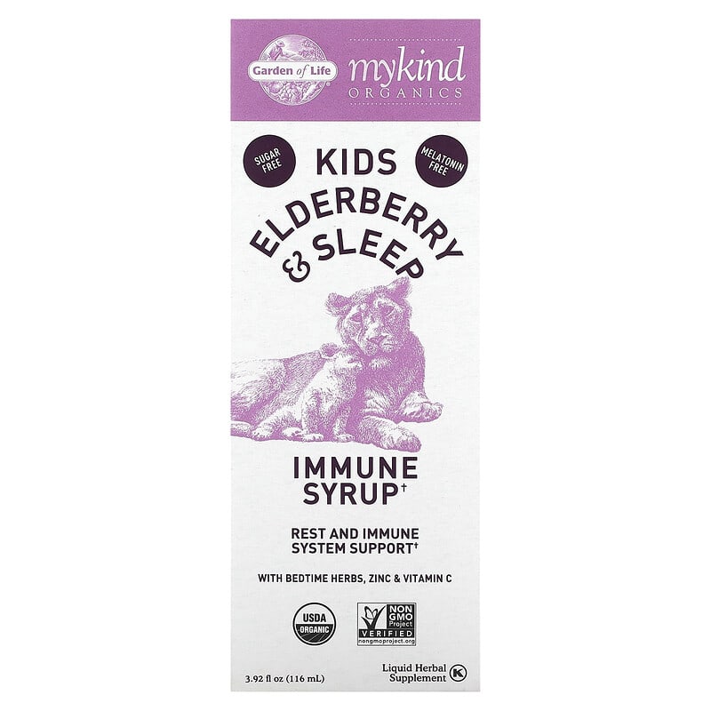 Garden of Life Mykind Organics Kids Elderberry & Sleep Immune Syrup with Bedtime Herbs Zinc & Vitamin C 3.92 fl oz (116 ml) 1 Garden of Life Mykind Organics Kids Elderberry & Sleep Immune Syrup with Bedtime Herbs Zinc & Vitamin C 3.92 fl oz (116 ml) 658010128216