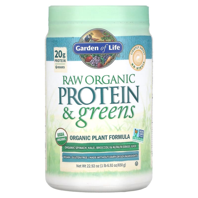 Garden of Life RAW Organic Protein & Greens Plant Formula Lightly Sweet 22.92 oz (650 g) 1 Garden of Life RAW Organic Protein & Greens Plant Formula Lightly Sweet 22.92 oz (650 g) 658010118682