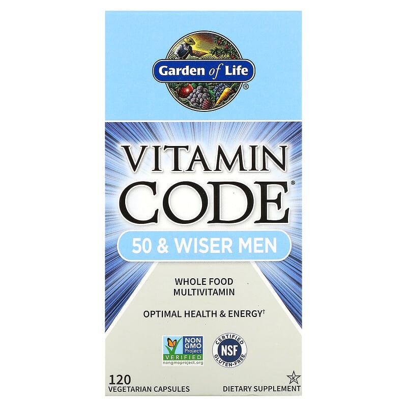 Garden of Life Vitamin Code 50 & Wiser Men Whole Food Multivitamin 120 viên 1 Garden of Life Vitamin Code 50 & Wiser Men Whole Food Multivitamin 120 Vegetarian Capsules 658010113694