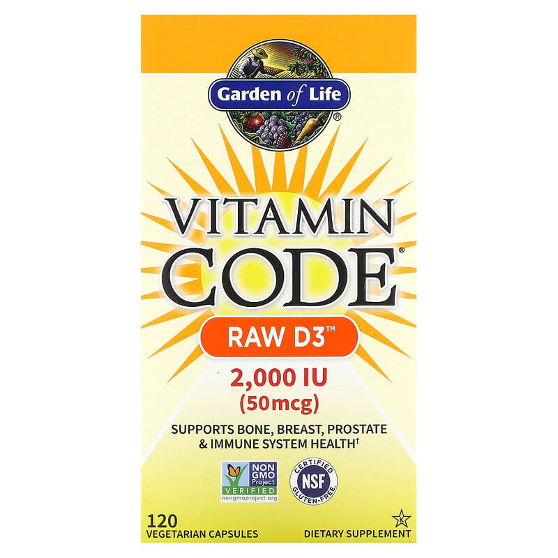 Garden of Life Vitamin Code RAW D3 50 mcg (2,000 IU) 120 viên 1 Garden of Life Vitamin Code RAW D3 50 mcg (2.000 IU) 120 Vegetarian Capsules 658010116565