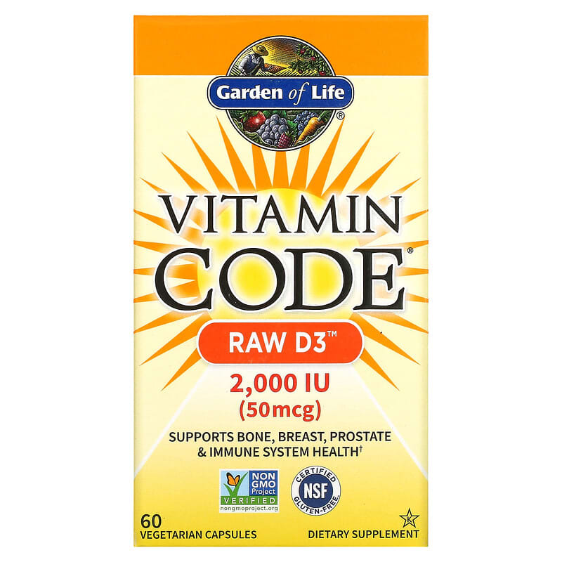 Garden of Life Vitamin Code RAW D3 50 mcg (2,000 IU) 60 viên 1 Garden of Life Vitamin Code RAW D3 50 mcg (2.000 IU) 60 Vegetarian Capsules 658010114134