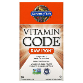 Garden of Life Vitamin Code RAW Iron 30 Vegan Capsules 658010113762