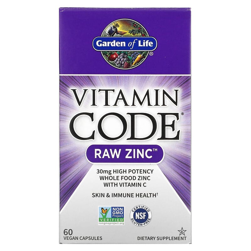 Garden of Life Vitamin Code RAW Zinc 60 viên 1 Garden of Life Vitamin Code RAW Zinc 60 Vegan Capsules 658010116527
