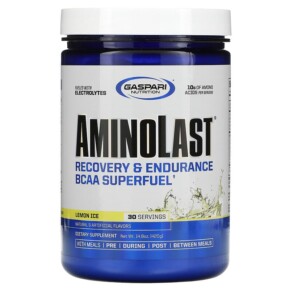 Gaspari Nutrition Aminolast Recovery & Endurance BCAA Superfuel Lemon Ice 14.8 oz (420 g) 646511008410