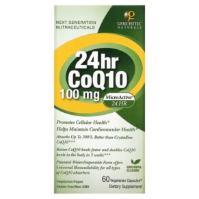Genceutic Naturals 24hr CoQ10 100 mg 60 Vegetarian Capsules 896245001182