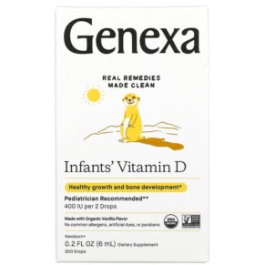 Genexa LLC Infants´ Vitamin D Newborn+ Organic Vanilla 200 IU 200 Drops 0.2 fl oz (6 ml) 857630006601