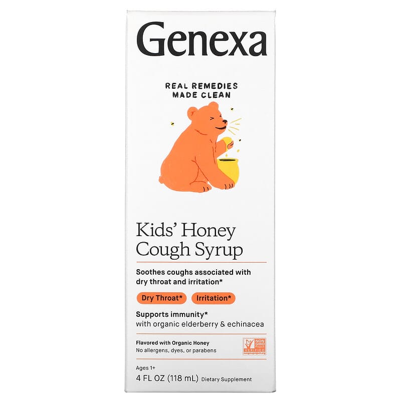Genexa LLC Kid's Honey Cough Syrup Ages 1+ Organic Honey 4 fl oz (118 ml) 1 Genexa LLC Kid's Honey Cough Syrup Ages 1+ Organic Honey 4 fl oz (118 ml) 857630006953