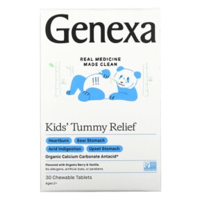 Genexa LLC Kid's Tummy Relief Ages 2+ Organic Berry & Vanilla 30 Chewable Tablets 857630006694