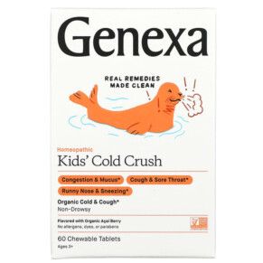 Genexa LLC Kids´ Cold Crush Cold & Cough Ages 3+ Organic Acai Berry 60 Chewable Tablets 857630006045