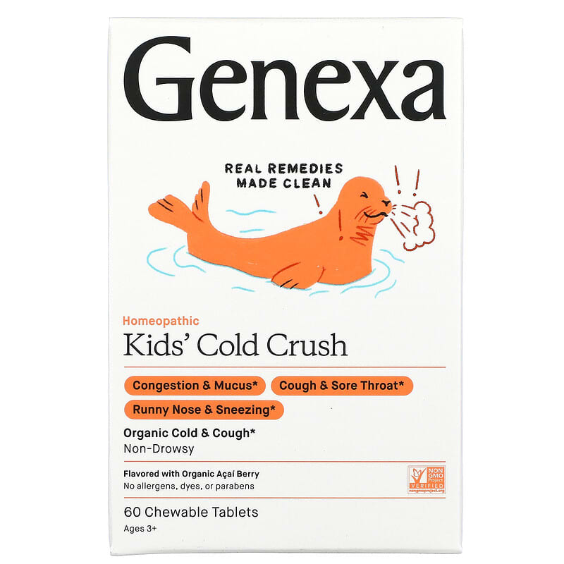 Genexa LLC Kids´ Cold Crush Cold & Cough Ages 3+ Organic Acai Berry 60 Chewable Tablets 1 Genexa LLC Kids´ Cold Crush Cold & Cough Ages 3+ Organic Acai Berry 60 Chewable Tablets 857630006045