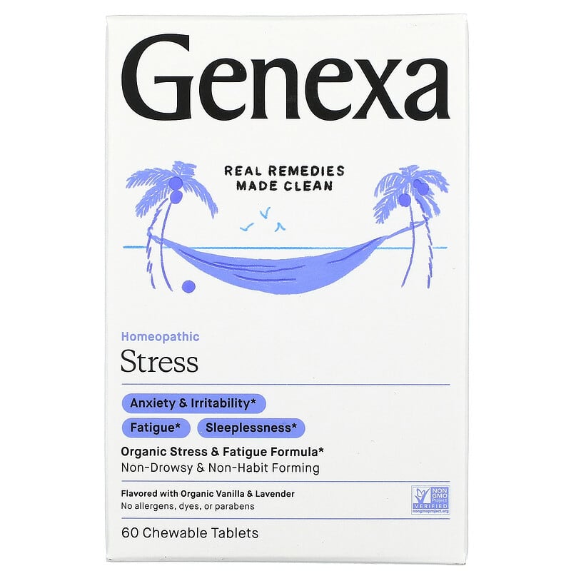Genexa LLC Stress Organic Stress & Fatigue Formula Organic Vanilla & Lavender 60 Chewable Tablets 1 Genexa LLC Stress Organic Stress & Fatigue Formula Organic Vanilla & Lavender 60 Chewable Tablets 857630006007