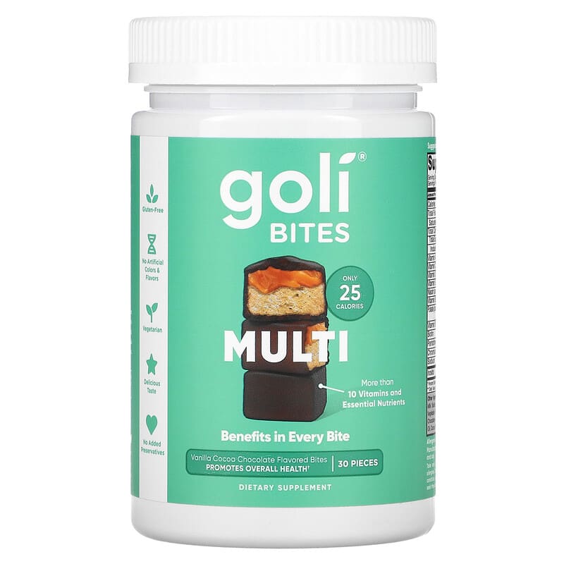 Goli Nutrition Multi Bites Vanilla Cocoa Chocolate 30 Pieces 1 Goli Nutrition Multi Bites Vanilla Cocoa Chocolate 30 Pieces 055840400541