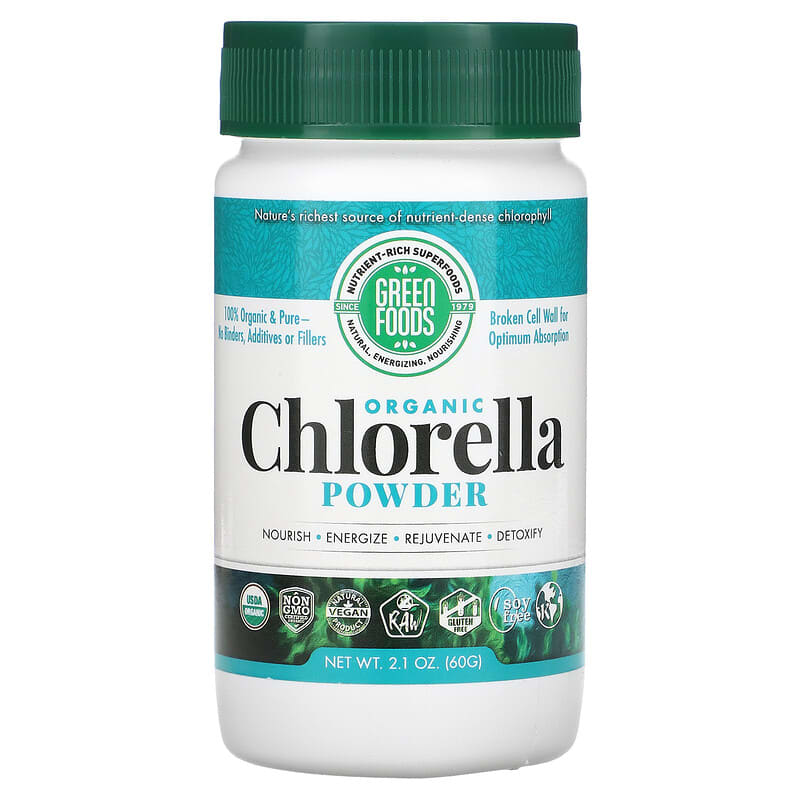 Green Foods Organic Chlorella Powder 2.1 oz (60 g) 1 Green Foods Corporation Organic Chlorella Powder 2.1 oz (60 g) 083851204186