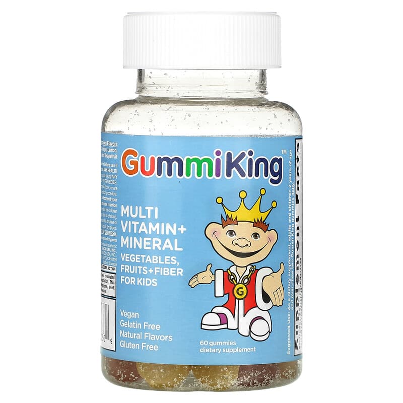GummiKing Multi Vitamin + Mineral Vegetables Fruits + Fiber For Kids 60 Gummies 1 GummiKing Multi Vitamin + Mineral Vegetables Fruits + Fiber For Kids 60 Gummies 835776000509