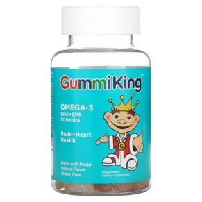 GummiKing Omega-3 DHA + EPA for Kids Strawberry Orange and Lemon 60 Gummies 835776000837