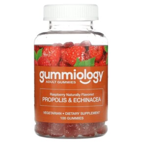 Gummiology Adult Propolis & Echinacea Gummies No Gelatin Natural Raspberry 100 Vegetarian Gummies 898220014781
