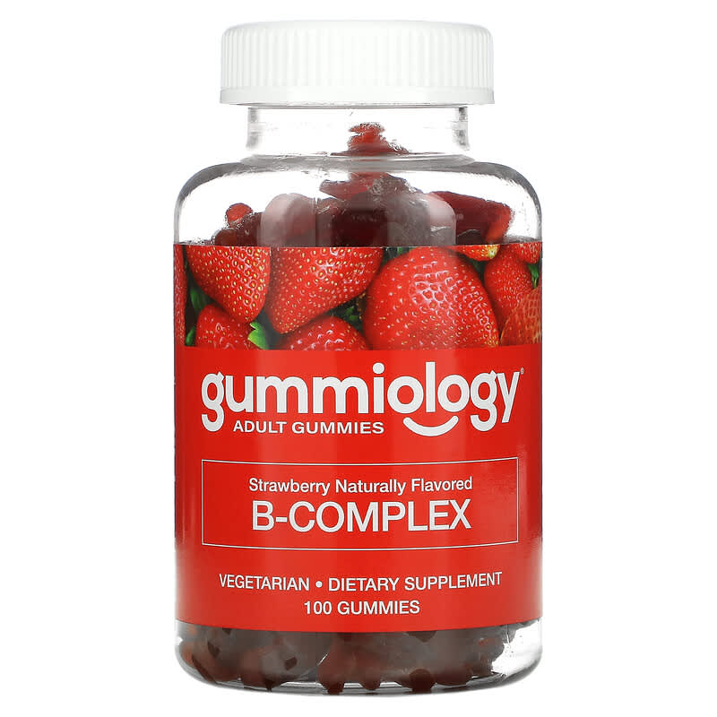 Gummiology B Complex Gummies No Gelatin Natural Strawberry Flavor 100 Vegetarian Gummies 1 Gummiology B Complex Gummies Strawberry 100 Gummies 898220014804