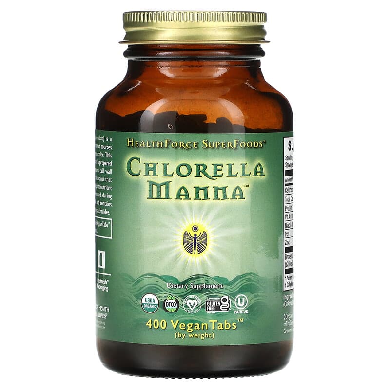 HealthForce Superfoods Chlorella Manna 400 VeganTabs 1 HealthForce Superfoods Chlorella Manna 400 VeganTabs 650786000734