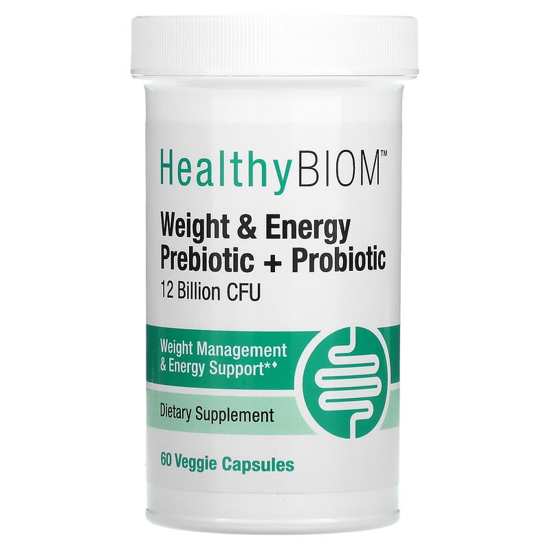 HealthyBiom Weight Management and Energy Prebiotic + Probiotic 12 Billion CFUs 60 Veggie Capsules 1 HealthyBiom Weight Management and Energy Prebiotic + Probiotic 12 Billion CFUs 60 Veggie Capsules 898220020263