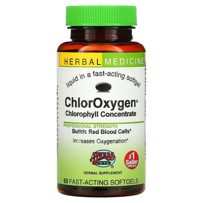 Herbs Etc. ChlorOxygen Chlorophyll Concentrate 60 Fast-Acting Softgels 1 Herbs Etc. ChlorOxygen Chlorophyll Concentrate 60 Fast-Acting Softgels 765704519264