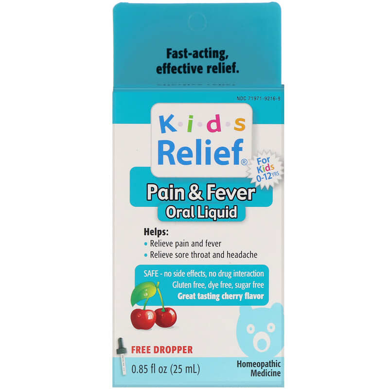 Homeolab USA Kids Relief Pain & Fever Oral Liquid For Kids 0-12 Yrs Cherry Flavor 0.85 fl oz (25 ml) 1 Homeolab USA Kids Relief Pain & Fever Oral Liquid For Kids 0-12 Yrs Cherry Flavor 0.85 fl oz (25 ml) 778159020780