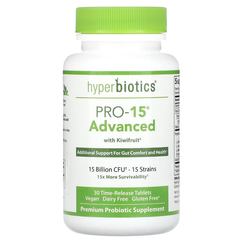 Hyperbiotics PRO-15 Advanced with Kiwifruit 15 Billion CFU 30 Time-Release Tablets 1 Hyperbiotics PRO-15 Advanced with Kiwifruit 15 Billion CFU 30 Time-Release Tablets 9506000058542