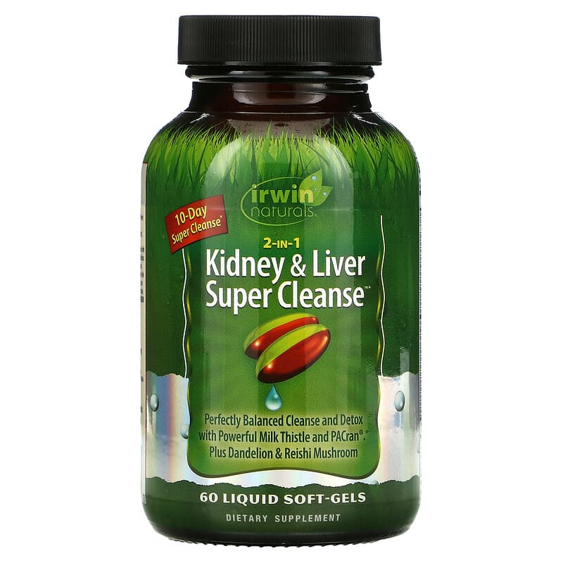 Irwin Naturals 2 in 1 Kidney & Liver Super Cleanse 60 Liquid Soft-Gels 1 Irwin Naturals 2 in 1 Kidney & Liver Super Cleanse 60 Liquid Soft-Gels 710363594572