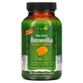 Irwin Naturals Max-Active Boswellia Curcumin + BioPerine 90 Liquid Soft-Gels 840081404560