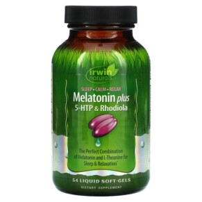 Irwin Naturals Melatonin Plus 5-HTP & Rhodiola 54 Liquid Soft-Gels 710363591939
