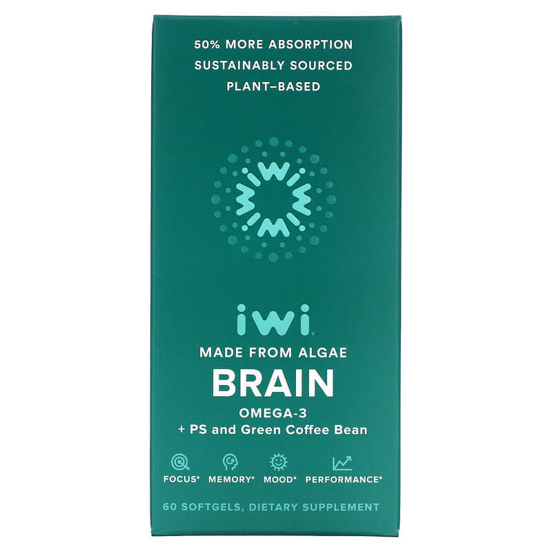 iWi Brain Omega-3 + PS and Green Coffee Bean 60 Softgels 1 iWi Brain Omega-3 + PS and Green Coffee Bean 60 Softgels 818353020411