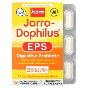 Jarrow Formulas Jarro-Dophilus EPS Digestive Probiotic 5 Billion CFU 30 Enteroguard Veggie Caps 790011037071