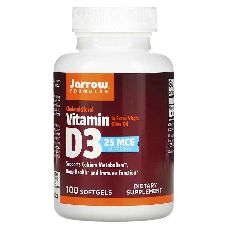 Jarrow Formulas Vitamin D3 Cholecalciferol 25 mcg (1,000 IU) 100 Softgels 1 Jarrow Formulas Vitamin D3 Cholecalciferol 25 mcg (1.000 IU) 100 Softgels 790011300038