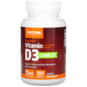 Jarrow Formulas Vitamin D3 Cholecalciferol 25 mcg (1.000 IU) 200 Softgels 790011300045